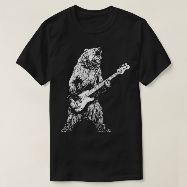 Retro Bär spielen Gitarre Bären Gitarre Musi T-Shirt (Design vorne)