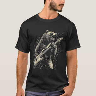 Retro Bär spielen Gitarre Bären Gitarre Musi T-Shirt