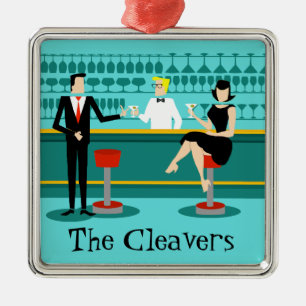 Retro Bar-Weihnachtsverzierung Silbernes Ornament