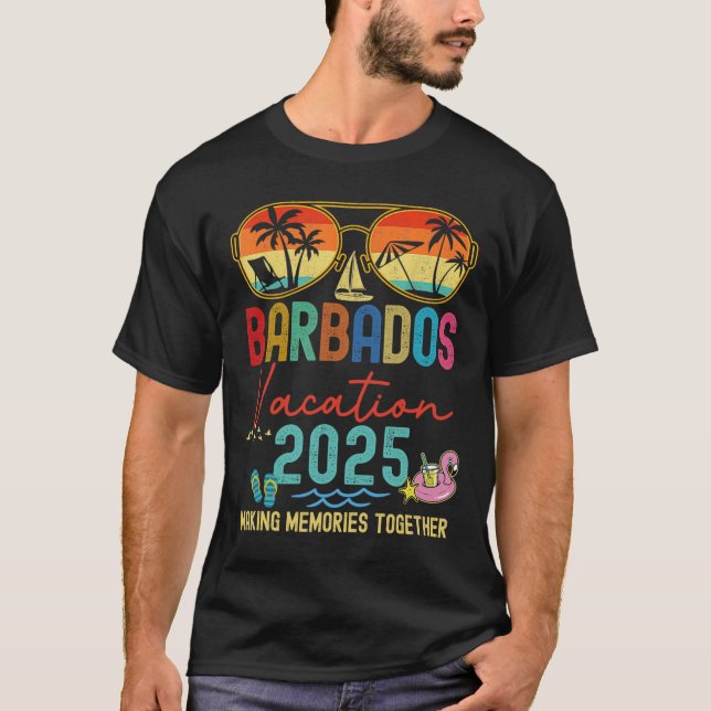 Retro Barbados Urlaub 2025 Erinnerungen Matching G T-Shirt (Vorderseite)