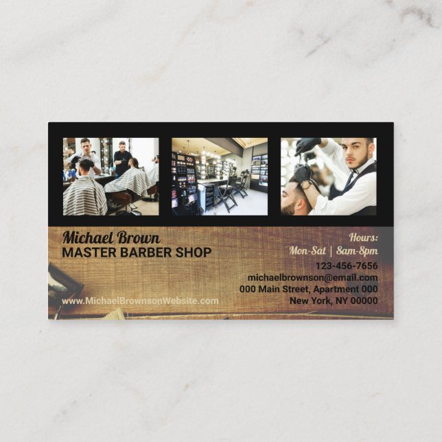 Retro Barber Shop Foto rustikaler Friseur für Männ Visitenkarte (Rückseite)