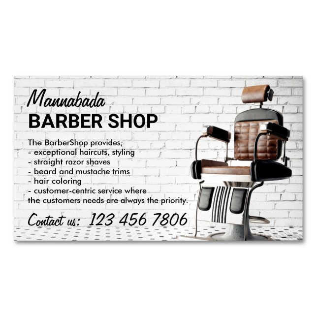 Retro Barber Shop Magnetische Visitenkarte (Vorderseite)
