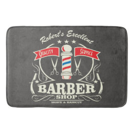 Retro Barber Stylist Bodenmatte Grau Badematte