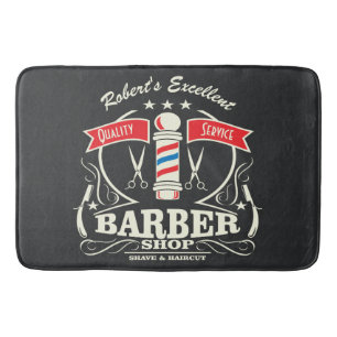 Retro Barber Stylist Bodenmatte Grau Badematte