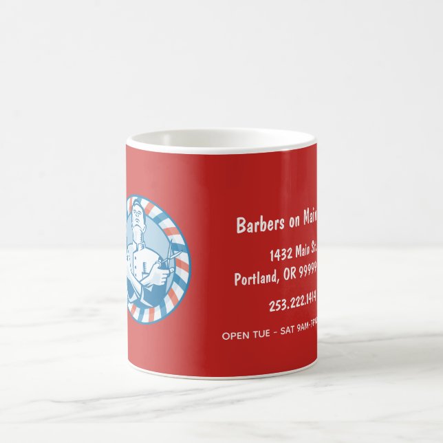 Retro Barbershop Abzeichen individuell anpassbar Kaffeetasse (Mittel)