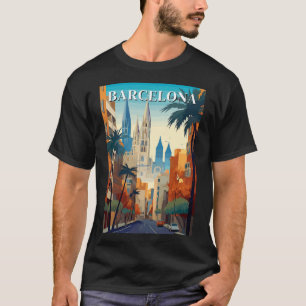 Retro Barcelona Vintage Reiseillustration T-Shirt