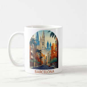 Retro Barcelona Vintage Travel Illustration Kaffeetasse