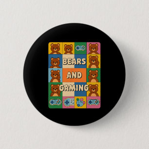 Retro-Bären und Gaming Lustiger Bärenliebhaber Vid Button