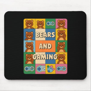 Retro-Bären und Gaming Lustiger Bärenliebhaber Vid Mousepad