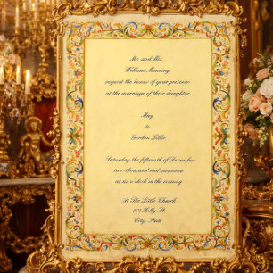 Retro Barock Rokoko 1685 Farbfoliage-Hochzeit Einladung