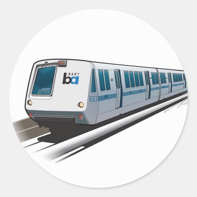 Retro Bart train Illustration Runder Aufkleber (Vorderseite)