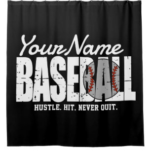 Retro Baseball ADD NAME Pinstripe Team Player Duschvorhang