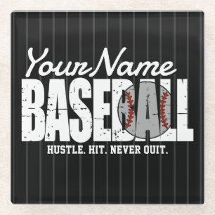 Retro Baseball ADD NAME Pinstripe Team Player Glasuntersetzer
