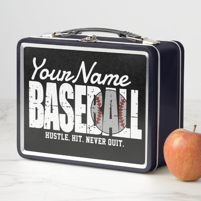 Retro Baseball ADD NAME Pinstripe Team Player Metall Brotdose (Beispiel)