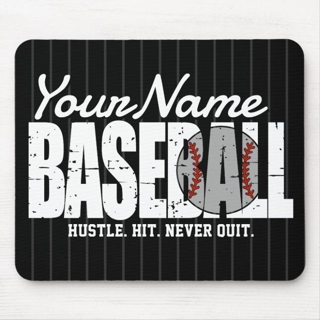 Retro Baseball ADD NAME Pinstripe Team Player Mousepad (Vorne)