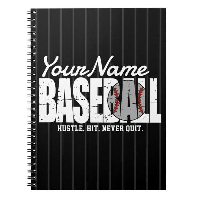 Retro Baseball ADD NAME Pinstripe Team Player Notizblock (Vorderseite)