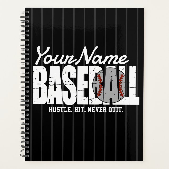 Retro Baseball ADD NAME Pinstripe Team Player Planer (Vorderseite)