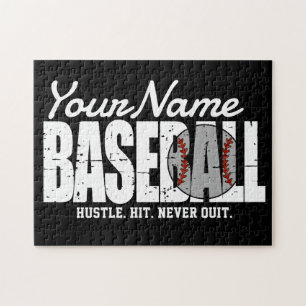 Retro Baseball ADD NAME Pinstripe Team Player Puzzle