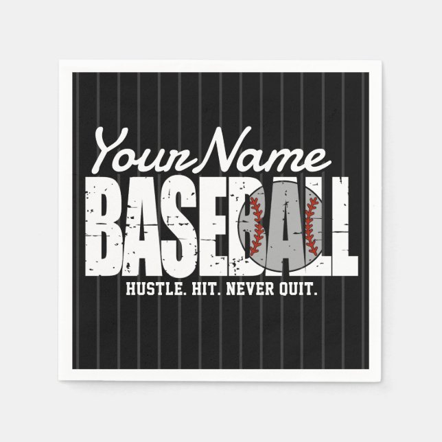 Retro Baseball ADD NAME Pinstripe Team Player Serviette (Vorderseite)