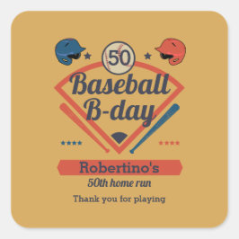 Retro Baseball B-Day Men's 50th Birthday Quadratischer Aufkleber