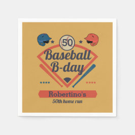 Retro Baseball B-Day Men's 50th Birthday Serviette