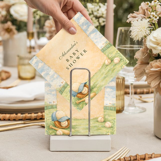 Retro Baseball Field Baby Shower Serviette (Von Creator hochgeladen)