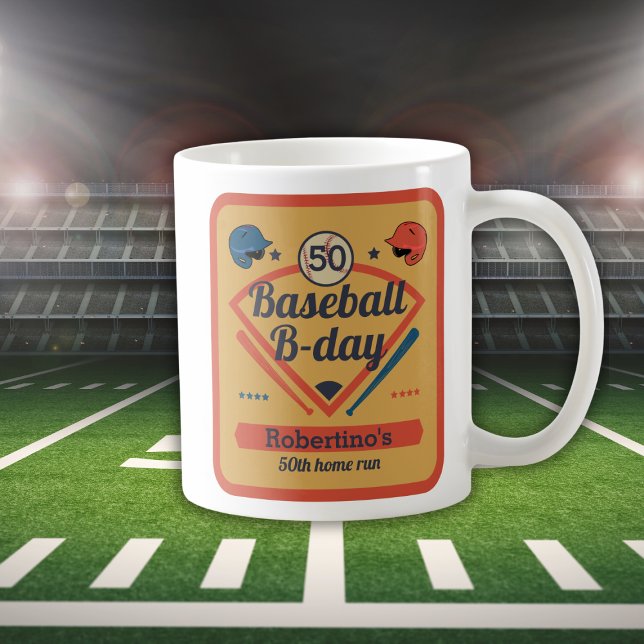 Retro-Baseball-Geburtstag Herren 50. Geburtstag Kaffeetasse (Von Creator hochgeladen)