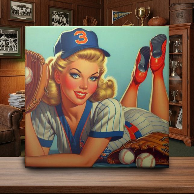 Retro Baseball Girl Fliese (Von Creator hochgeladen)