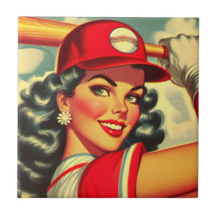 Retro Baseball Girl Fliese