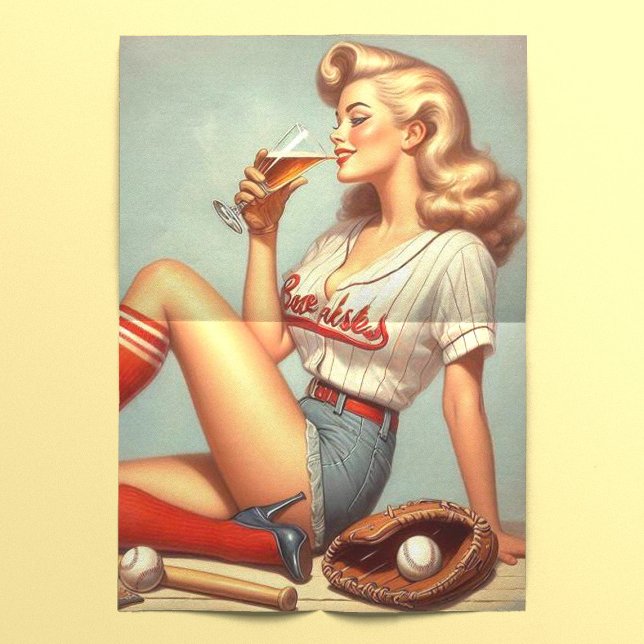 Retro Baseball Girl Painting Seidenpapier (Von Creator hochgeladen)