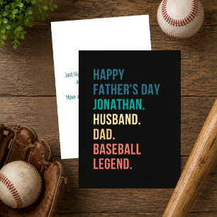 Retro-Baseball-Legende personalisierter Vatertag Feiertagskarte