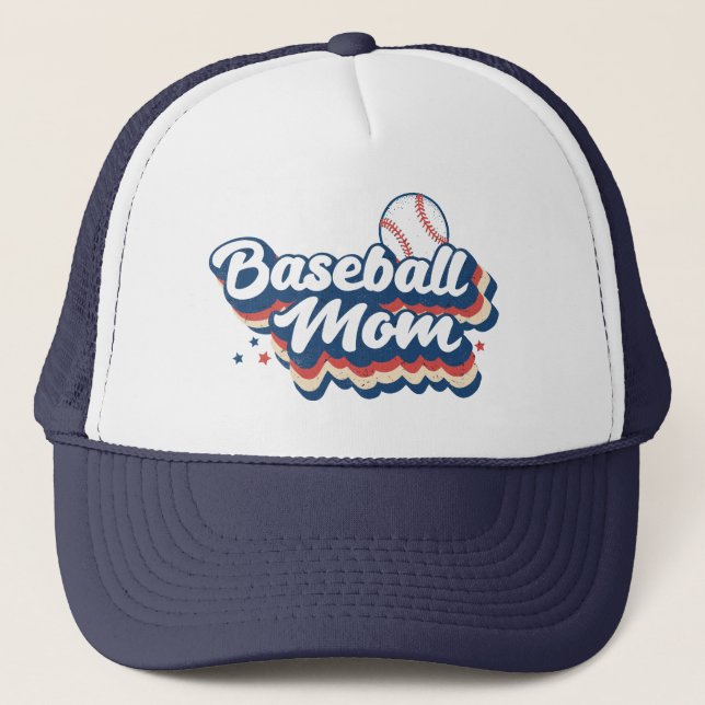 Retro Baseball Mama Trucker Hat Truckerkappe (Vorderseite)