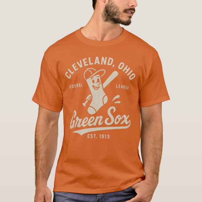 Retro Baseball Mascot - 1913 Grüner Sox T-Shirt (Vorderseite)