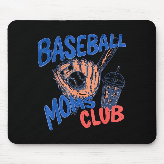 Retro Baseball Moms Club Eiskaffee Srts Mama Mousepad (Vorne)