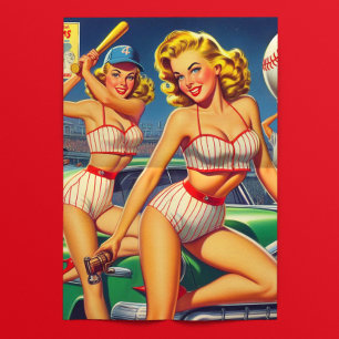 Retro-Baseball-Pin-ups Seidenpapier