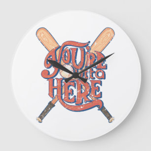 Retro-Baseball-Softball-Fan-Design Große Wanduhr