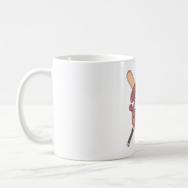 Retro Baseball Softball-Lüfterdesign Kaffeetasse (Links)