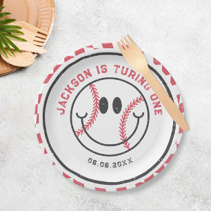 Retro-Baseball-Stimmung Jungen-Geburtstagsfeier Pappteller