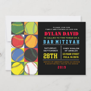 Retro Baseball Themed Bar Bat Mitzvah Einladung