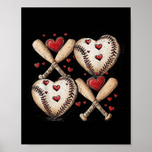 Retro Baseball Valentinstag Xoxo Funny Kids Boys Poster