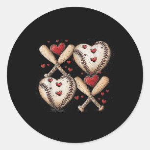 Retro Baseball Valentinstag Xoxo Funny Kids Boys Runder Aufkleber