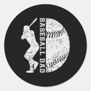 Retro Baseball Vater Frohes Vatertag für Männer Sp Runder Aufkleber
