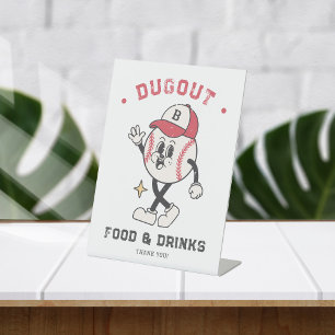 Retro Baseball Vibes Boy Birthday Party-Zeichen Sockelschild