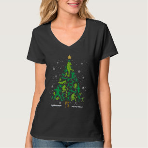 Retro-Baseball-Weihnachtsbaum Xmas-Baseballspieler T-Shirt