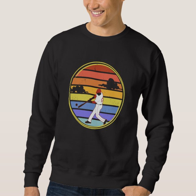 retro Baseball Werfer und Fänger Baseball Homerun Sweatshirt (Vorderseite)