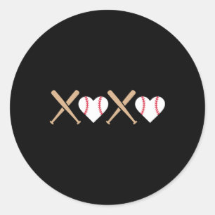 Retro Baseball Xo Valentinstag Hugs Kisses Adult Runder Aufkleber