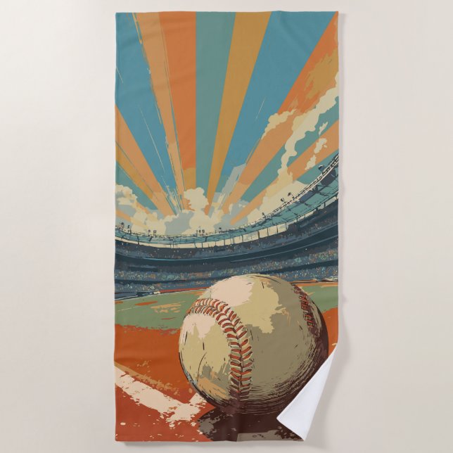 Retro Baseballstadion Strandtuch (Vorderseite)