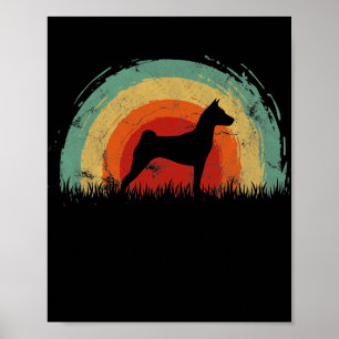 Retro Basenji Vintage Regenbogen Hund Männer Fraue Poster
