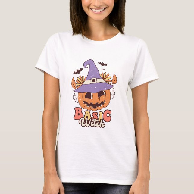 Retro Basic Hexe - Halloween T-Shirt (Vorderseite)