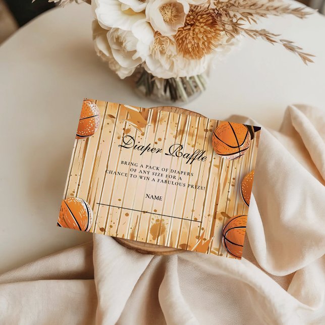 Retro Basketball Baby Shower Diapper Raffle Begleitkarte (Von Creator hochgeladen)